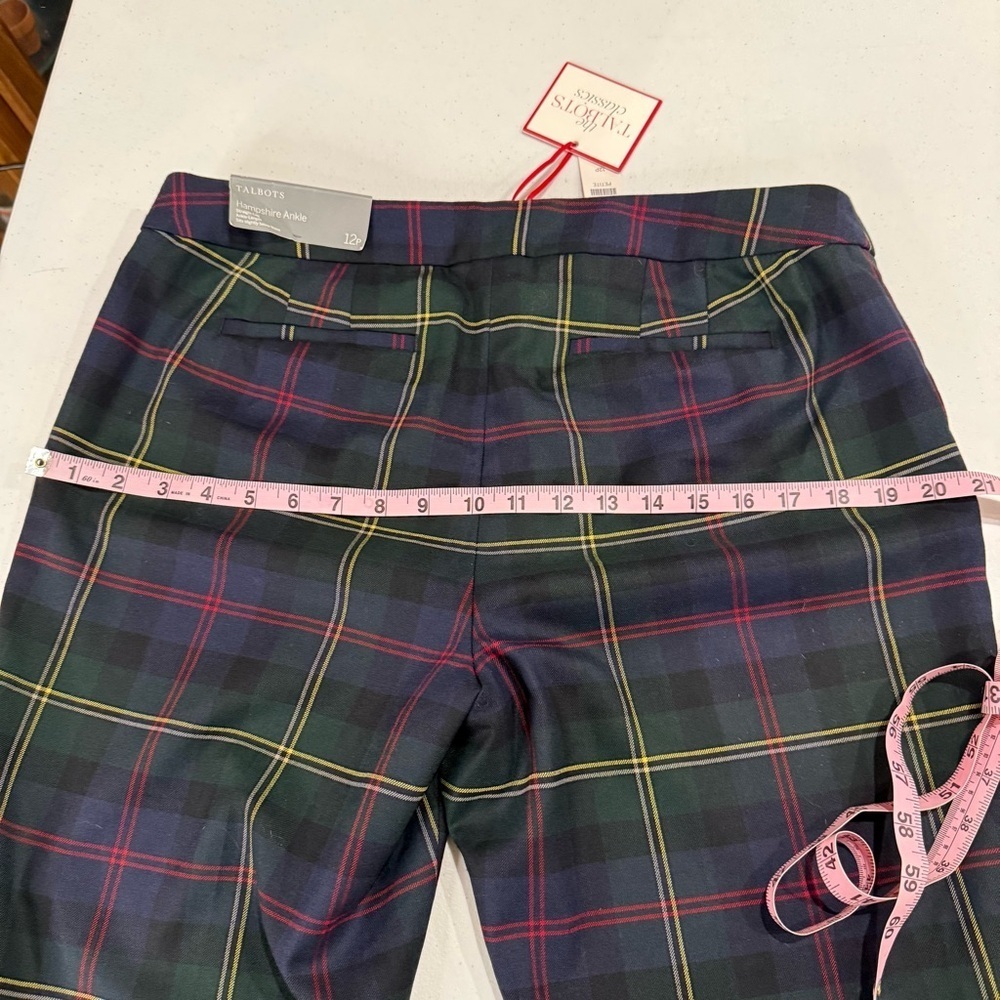 NWT Talbots Plaid Hampshire Ankle Pants Green & Navy Women’s Size 12P - Picture 8 of 16
